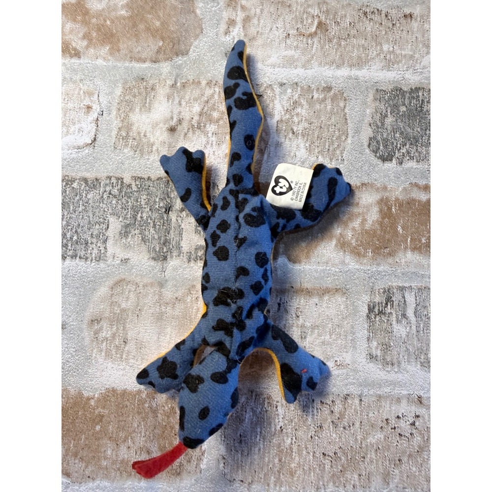 Ty Beanie Baby Lizzy the Lizard Blue Black Spotted 1993 Vintage Plush Toy 9 inch